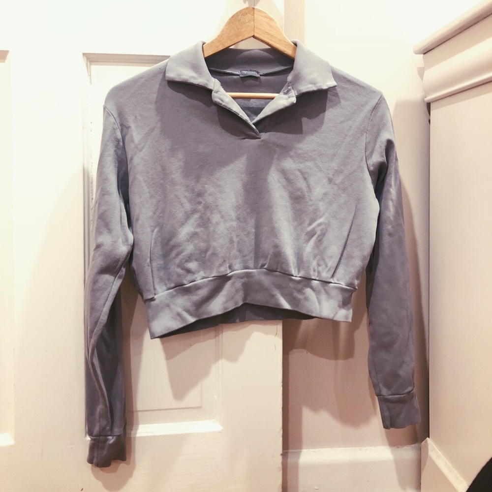 Brandy Melville Collared Button Cropped Sweater